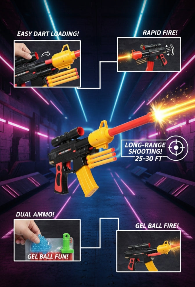 8088 Spit Fire Automatic Toy Gun Set - Multi-Ammo Fun for Kids