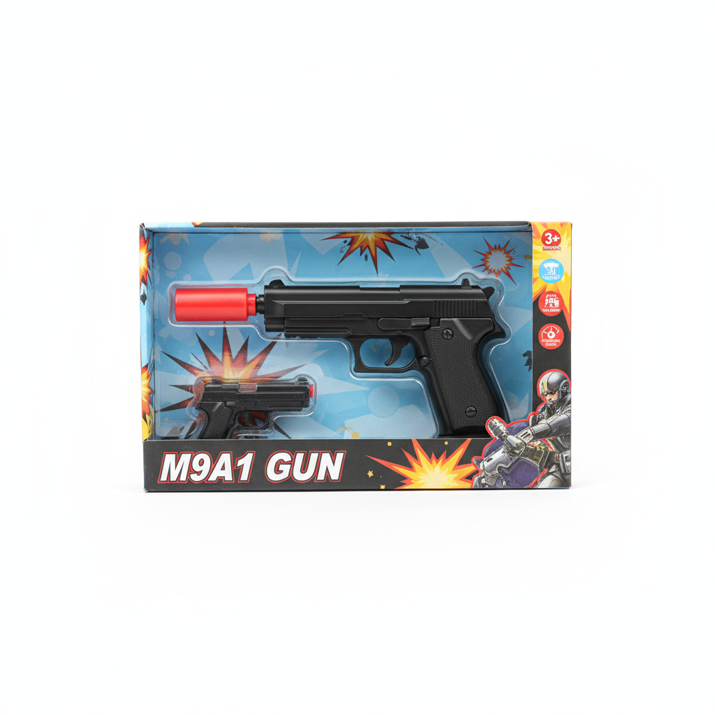 M9A1 Gun: 4-in-1 Tactical Toy Pistol with Scope & Silencer for PUBG-Themed Fun
