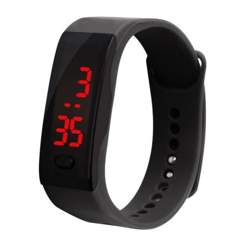 Slim & Stylish Black LED Digital Band Watch for Kids