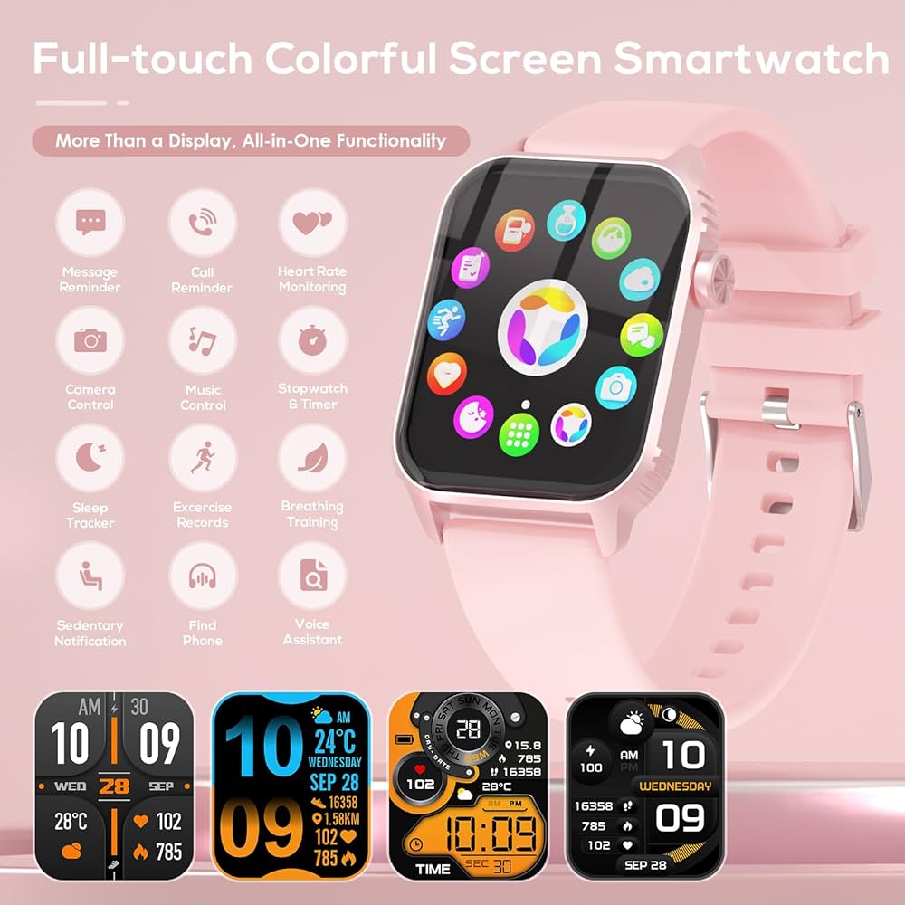 Bubzio Kids Smartwatch T500 Pro - Pink (Fitness Tracker & Notification Alerts)