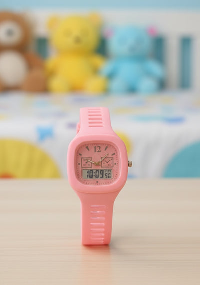 Bubblegum Pink Stylish Digital Watch for Kids - Soft Silicone Strap