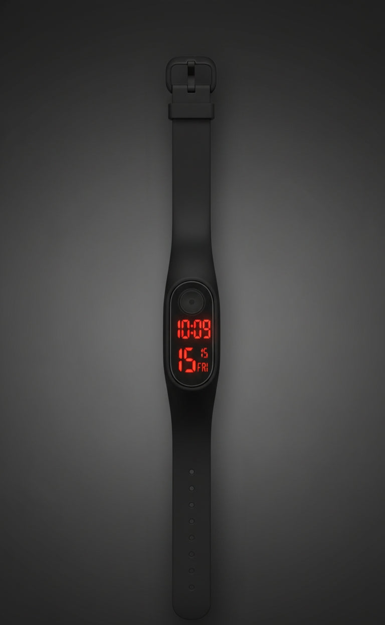 Slim & Stylish Black LED Digital Band Watch for Kids