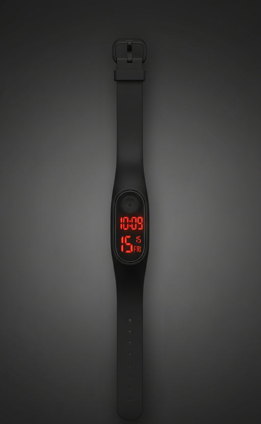 Slim & Stylish Black LED Digital Band Watch for Kids