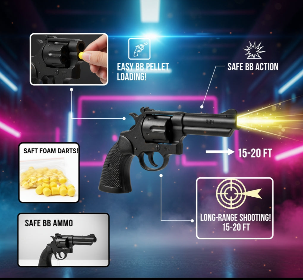 Classic 009 Revolver Toy Gun with BB Bullets - Action Play for Kids