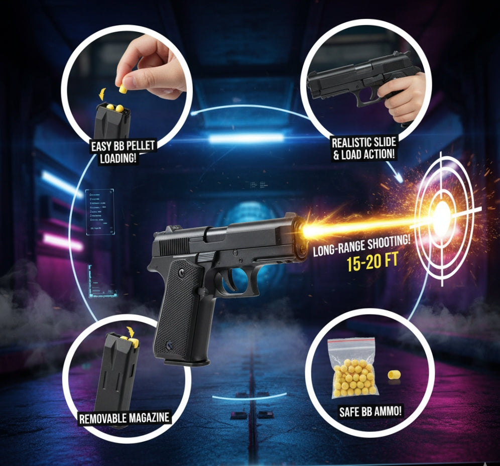 LEE TOYS P689 Pistol Toy Gun - Realistic Design with BB Bullets for Kids