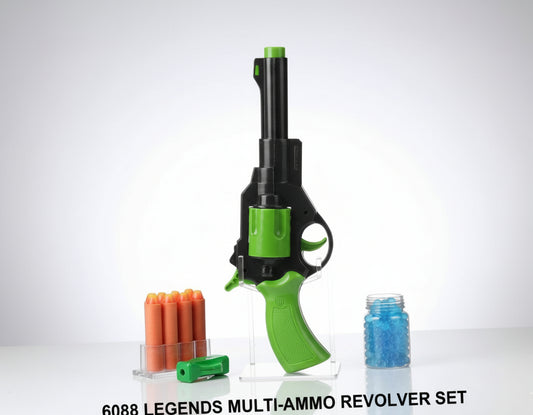 6088 Legends Multi-Ammo Revolver Toy Gun Set - Green with Darts & Gel Balls