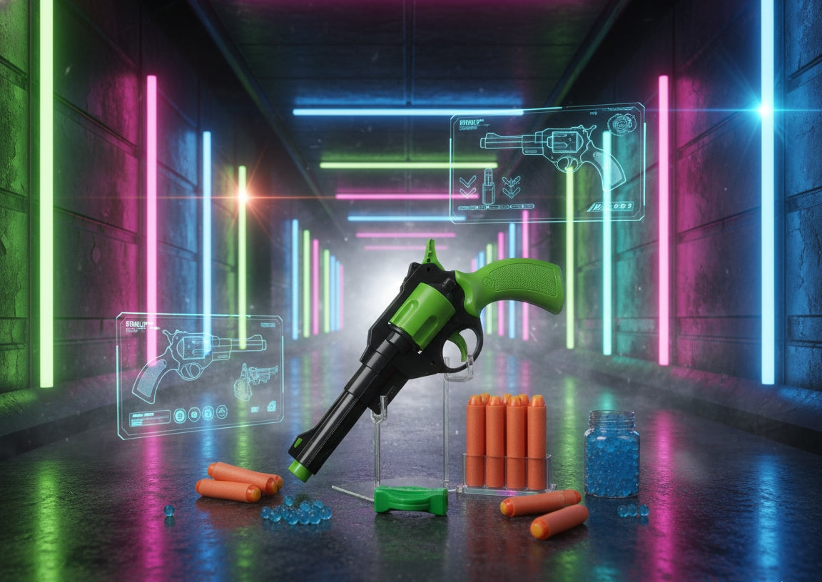 6088 Legends Multi-Ammo Revolver Toy Gun Set - Green with Darts & Gel Balls