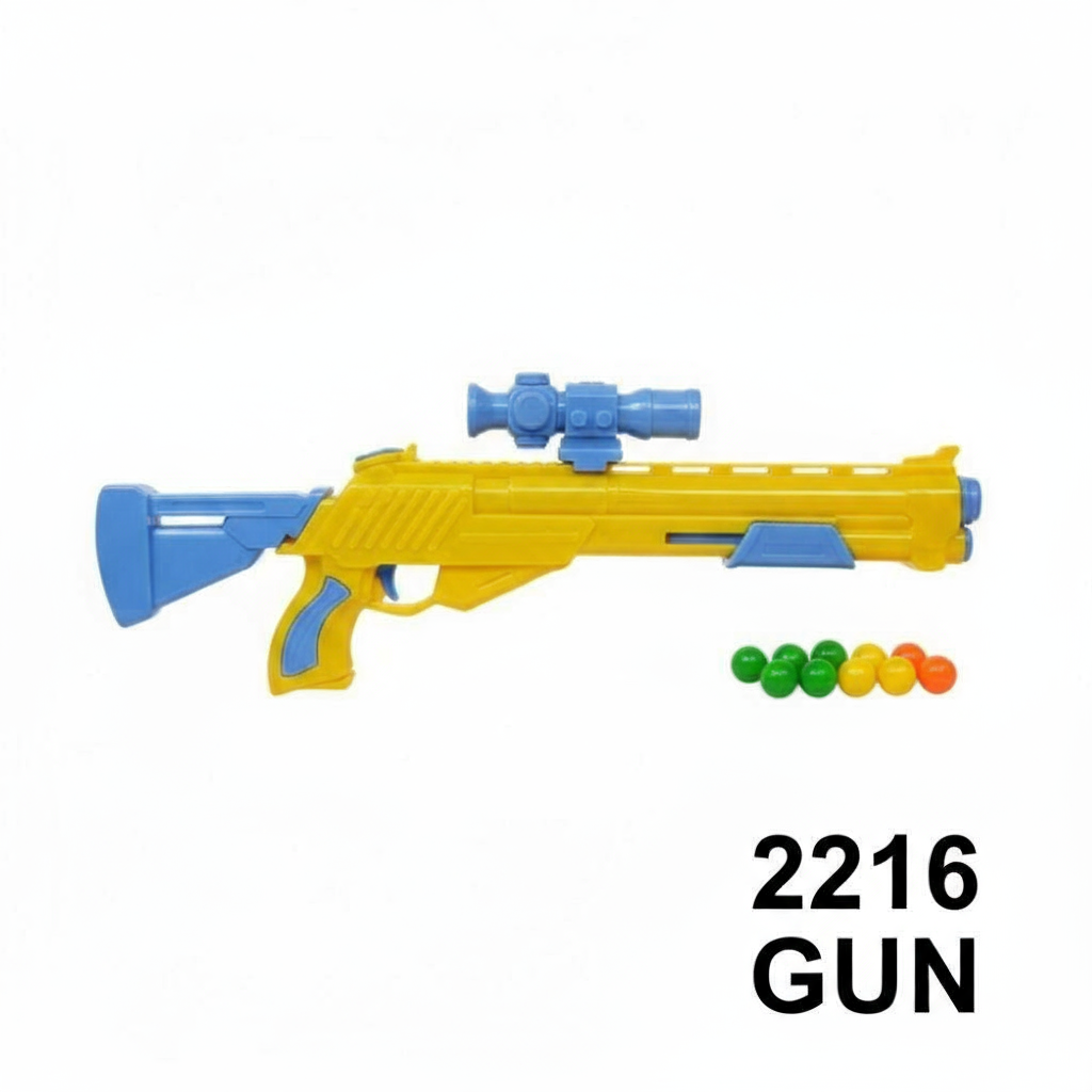 2216 Gun: Happy Kids "Sharp Shooting" Toy Rifle with Scope & Colorful Pellets