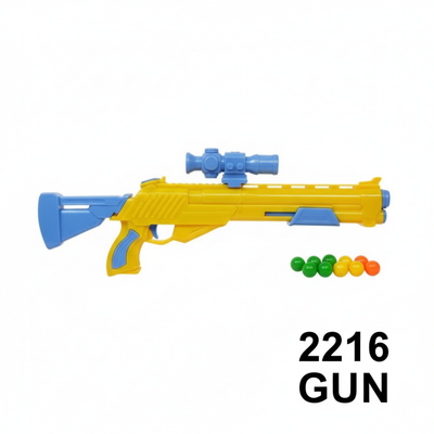 2216 Gun: Happy Kids "Sharp Shooting" Toy Rifle with Scope & Colorful Pellets