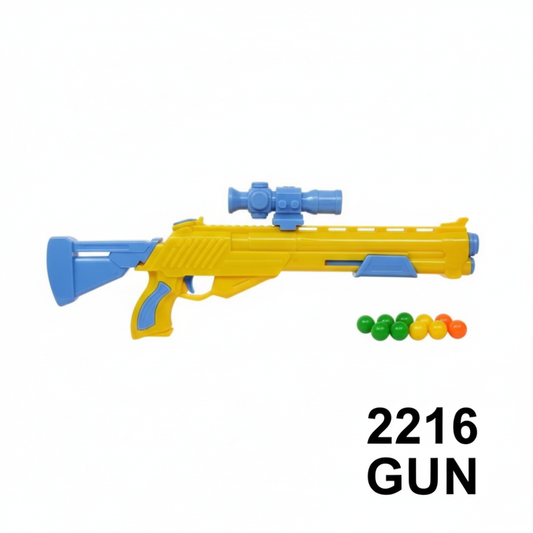 2216 Gun: Happy Kids "Sharp Shooting" Toy Rifle with Scope & Colorful Pellets