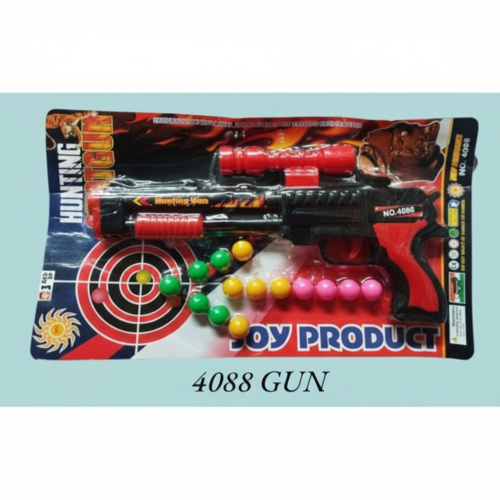 4088 Gun: "Hunting Fun" Toy Rifle with Target & Colorful Safe Pellets
